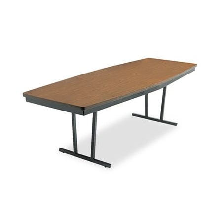 Barricks Mfg Co Barricks, Economy Conference Folding Table, Boat, 96w X 36d X 30h, Walnut/black ECT368WA